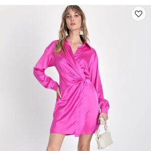 Fuschia shirt dress